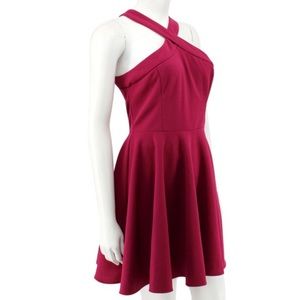 Lulu’s Bright Red Cross Halter Neck Dress